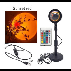 Проекционная разноцветная RGB LED лампа Sunset Lamp с эффектом заката с пультом, светильник заката/рассвета,
