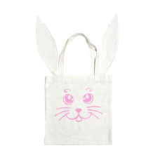 Детская сумка-шопер "Заяц", размер 33*33 см, белая с розовыми ушками