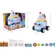 Машинка мягкая "Фургон с мороженым", звуки транспорта, веселые мелодии, вибрация, чехол съемный, резиновые шины, на батарейках, в короб