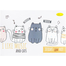 Тетрадь для нот I like musik and cats АП-0405-3 А5, 12 листов, скоба