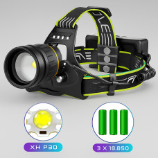 Супер мощный налобный фонарь BL-A12-3-P90, 1000 м, 3 режима, аккумуляторный комплект Супер мощный налобный фонарь BL-A12-3-P90, 1000 м, 3 режима, аккумуляторный комплект