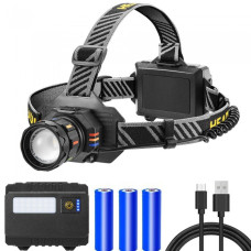 Фонарь налобный BL-T701A-TG, 3x18650, ЗУ Type-C, zoom фонарик