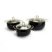 Набор кастрюль Haus Roland HR109-2, 3 шт из нержавеющей стали 2,6/3,6/6,1 л. Черный (HR109-2)
