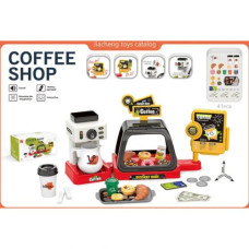 Игровой набор "Кофейня", 41 элемент, звуковые эффекты, кофеварка наливает напиток, витрина со сладостями, сладости