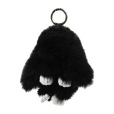 Хутряний брелок "Кролик", чорний (23 см)