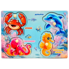 Сортер-вкладиш "Морські жителі" деревʼяний Сортер-вкладиш "Морські жителі" деревʼяний