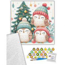 Картина по номерам "Рождественские совята" 40х40 см