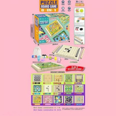 Набор настольных игр 8 в 1, игровое поле, фигурки, фишки, кубик, мешочек, наклейки, инструкция, в коробке