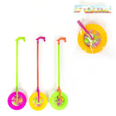 Каталка "Колесо", с трещоткой и погремушкой на палочке (ЗЕЛЕНОЕ)
