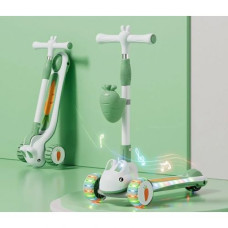 Самокат трехколесный "Skyper" (колеса PU 125х40мм со светом, озвучивание и подсветка платформы, руль складной, корзина)