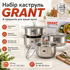 УЦЕНКА! Набор кастрюль из высокопрочной нержавеющей стали GRANT GR3558 (Плохая упаковка 3277) УЦЕНКА! Набор кастрюль из высокопрочной нержавеющей стали GRANT GR3558 (Плохая упаковка 3277)