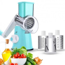 Овощерезка ручная мультислайсер Tabletop Drum Grater DL78 Терка для овощей и фруктов 3 насадки Голубая