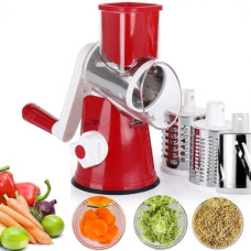 Овощерезка ручная мультислайсер Tabletop Drum Grater DL78 Терка для овощей и фруктов 3 насадки Красная
