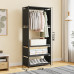 Раскладной шкаф-стеллаж RIAS YH7702-1 с полкой для обуви 170x60x36 см Black