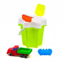 Ведро "Цветочек" с машинкой и песочным набором (салатовое)