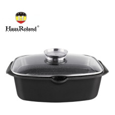 Сковорода-жаровня Haus Roland HR145-1, 32 см, алюминиевая, 7,6 л, с крышкой. Черный (HR145-1)