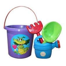 Ведро с песочным набором и лейкой (фиолетовое)