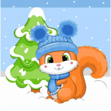 Картина по номерам "Белочка у елки" 30х30 см