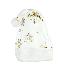 Новогодняя шапка Святого Николая 6241-22(Gold-2) белый, золотые снежинки