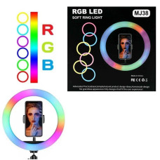 Светодиодная кольцевая RGB лампа для селфи, MJ38 RGB