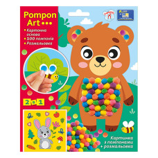 Набор для творчества Медведь Pompon Art 10100692, 100 помпонов и раскраска