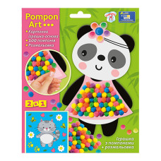 Набор для творчества Панда Pompon Art 10100691, 100 помпонов и раскраска