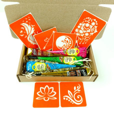 Набор цветной хны с трафаретами для био-тату №3 v2 color-henna-set-03 v2