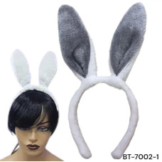 Обруч "Вушка зайчика", білі з сірим, BT-7002-1 Обруч "Вушка зайчика", білі з сірим, BT-7002-1