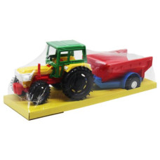 Трактор с прицепом открытый, красный