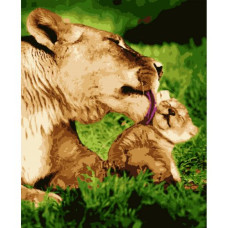 Картина по номерам "Львица со львенком" ★★★★