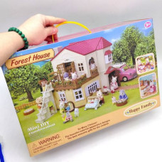 Домик, 2 флоксовых животных, подсветка, мебель, в коробке