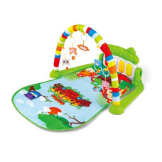 Детский развивающий коврик 973, 72х47 см, дуга, подвески 5 штук, погремушка