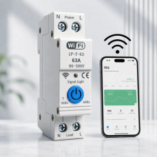 Автоматический WiFi выключатель с дистанционным управлением, 63А, Белый / Смарт выключатель WiFi / Автомат для электрощитка Автоматический WiFi выключатель с дистанционным управлением, 63А, Белый / Смарт выключатель WiFi / Автомат для электрощитка