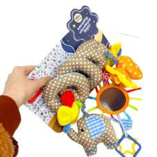 Погремушка животные мягкая спираль с прорезывателем, зеркалом лист.29*18,3 см.