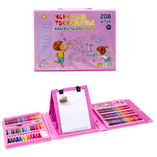 Чемодан творчества, 208 предметов, розовый, 10000 Чемодан творчества, 208 предметов, розовый, 10000