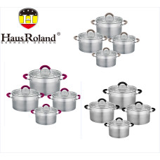 Набор кастрюль Haus Roland HR121-1 (4 шт) из нержавеющей стали 1,9/2,6/3,6/5,7 л., Серебристый