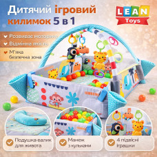 Игровой коврик LEAN Toys 5в1 с шариками в подарок / Развивающий коврик для детей X-647