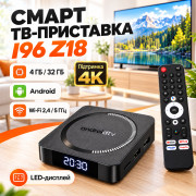Смарт ТВ-приставка I96 Z18 Android TV / Приставка для TV 4/32 ГБ, Wi-Fi 2.4/5 ГГц, 4K