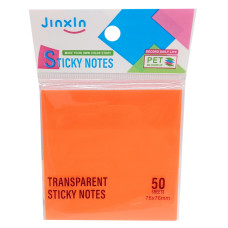 Стикеры прозрачные для заметок Р71-1, 50 листов, 76 х 76 мм (Оранжевый)