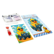 Набор с алмазной мозаикой (ВЫБОРОЧНАЯ) "Утка на машине" 15x20см