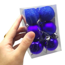 Новорічні прикраси 12 штук, діаметр - 3 см (СИНІ)