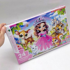 Игра-пазл (24 элемента) Принцесса и зверьки