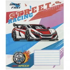 Тетрадь цветная 12 листов, коса с доп.линией "Street racing" "Мечты сбываются" (20 экземпляров, микс)
