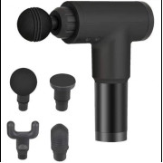 Массажер Аккумуляторный для тела мышечный портативный ручной 4 насадки Fascial Gun GB-820 Черный
