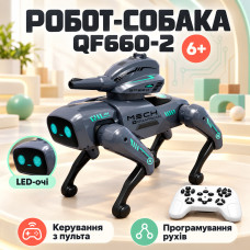 Интерактивный робот-собака на пульте управления, QF660-2, Серый/ Умный робот-собака/ Собака на радиоуправлении