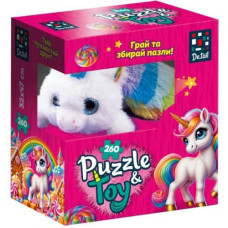 Пазлы с мягкой игрушкой "De.tail. Единорожка" 260 деталей