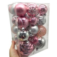Новогодние украшения, 36 штук, шарики, в слюде, в коробке