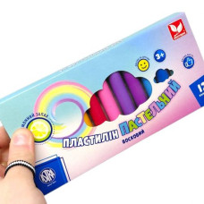 Пластилин круглый восковой пастельные цвета с запахом лимона 12 цветов.