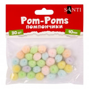 Декоративные помпоны для творчества 955452 пастельные цвета, акрил, d-10 мм, 30 шт