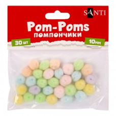 Декоративные помпоны для творчества 955452 пастельные цвета, акрил, d-10 мм, 30 шт